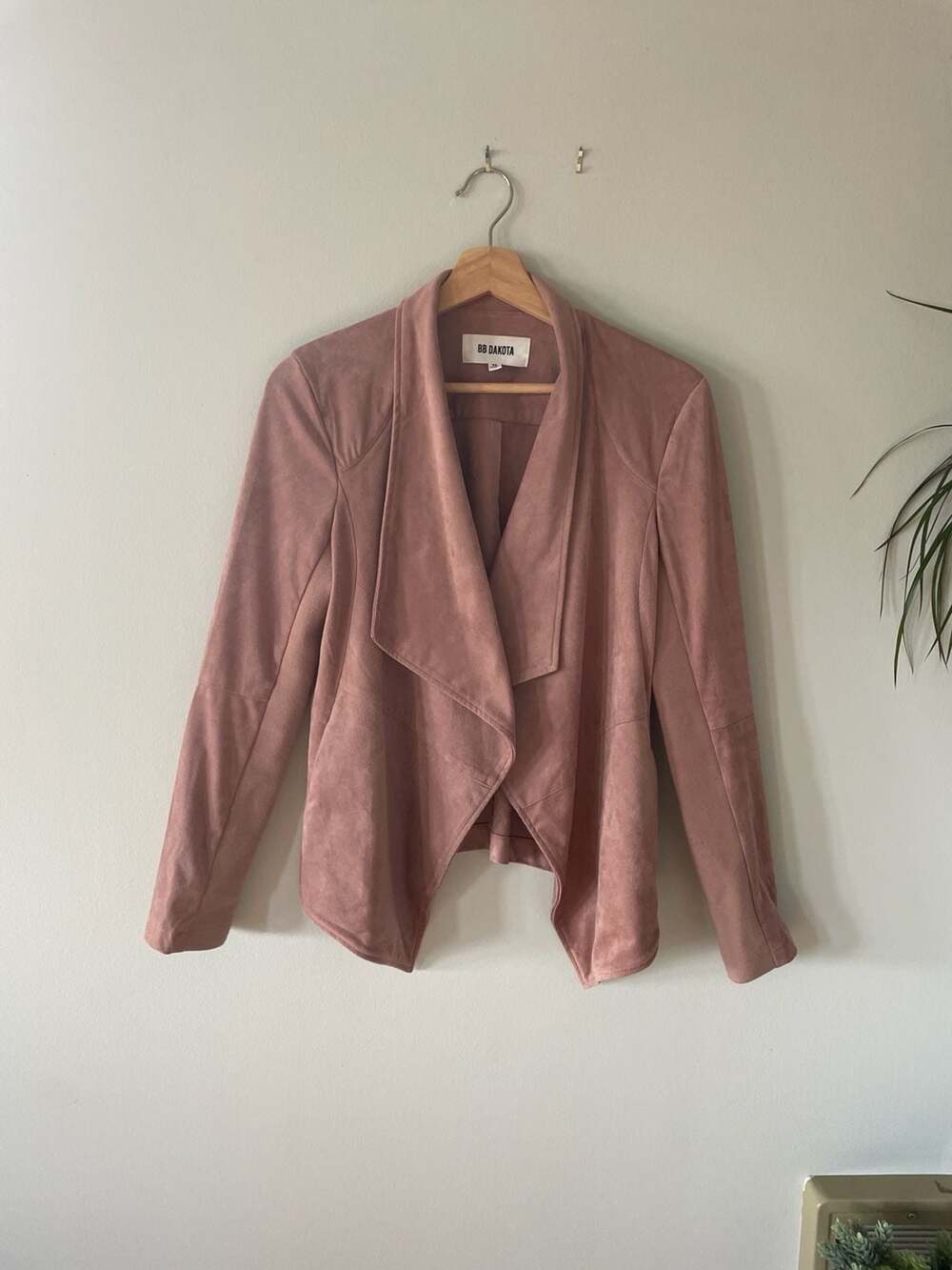 BB Dakota Wade Faux Suede Drape Front Jacket Size M